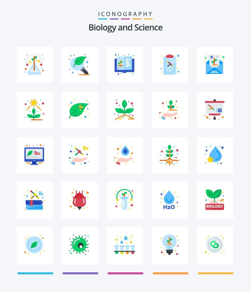 kreativ biologi 25 platt ikon packa sådan som meddelande. molekyl. Sök. utbildning. tillväxt vektor