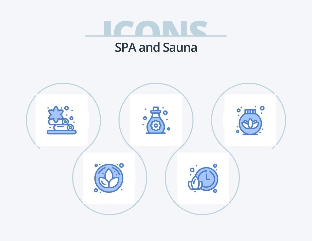 Sauna blau Icon Pack 5 Icon Design. . Pflege. Lotus. Creme. Kleinkind vektor
