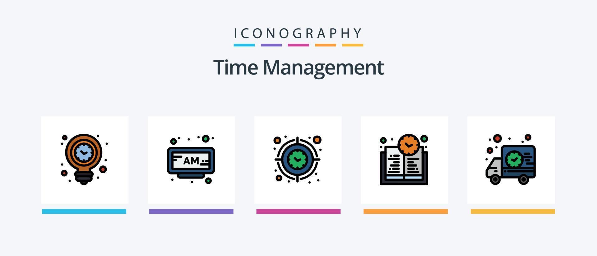 tid förvaltning linje fylld 5 ikon packa Inklusive tid. fall. tid. företag. Kolla på. kreativ ikoner design vektor