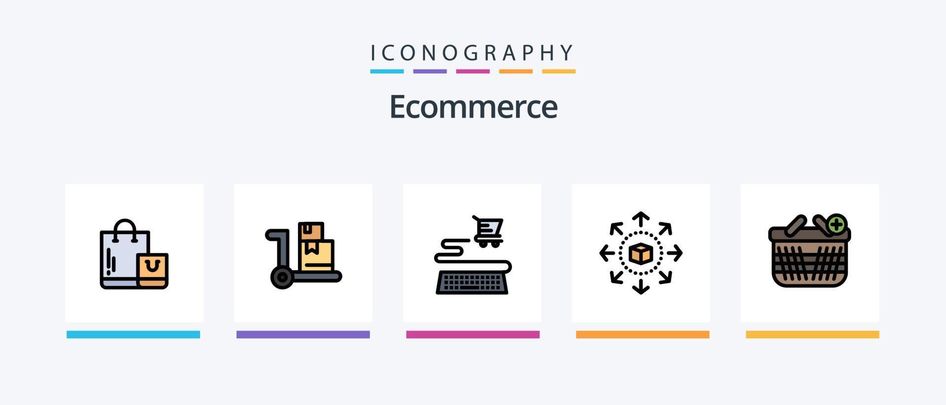E-Commerce-Linie gefüllt 5 Icon Pack inklusive Store. E-Commerce. Hand. Einkaufsladen. Shop. kreatives Symboldesign vektor