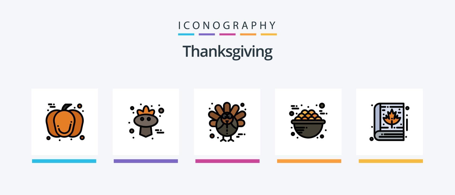 Thanksgiving Line gefüllt 5 Icon Pack inklusive Thanksgiving. Apfel. Backen. das Erntedankfest. Blatt. kreatives Symboldesign vektor