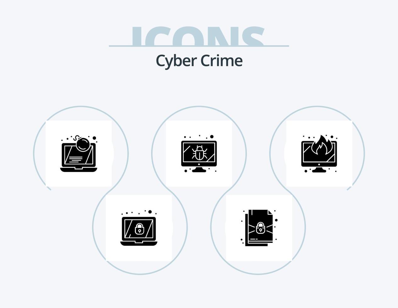 Cyber-Kriminalität Glyphen-Icon-Pack 5 Icon-Design. Bildschirm. Sicherheit. Computer. Bildschirm. Insekt vektor