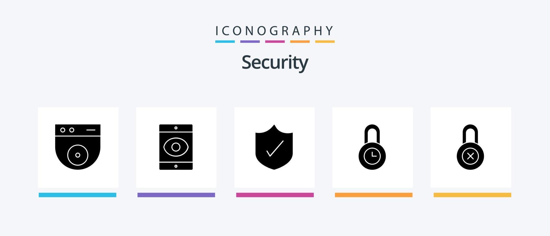 Security Glyph 5 Icon Pack inklusive . Sicherheit. Schutz. sperren. kreatives Symboldesign vektor