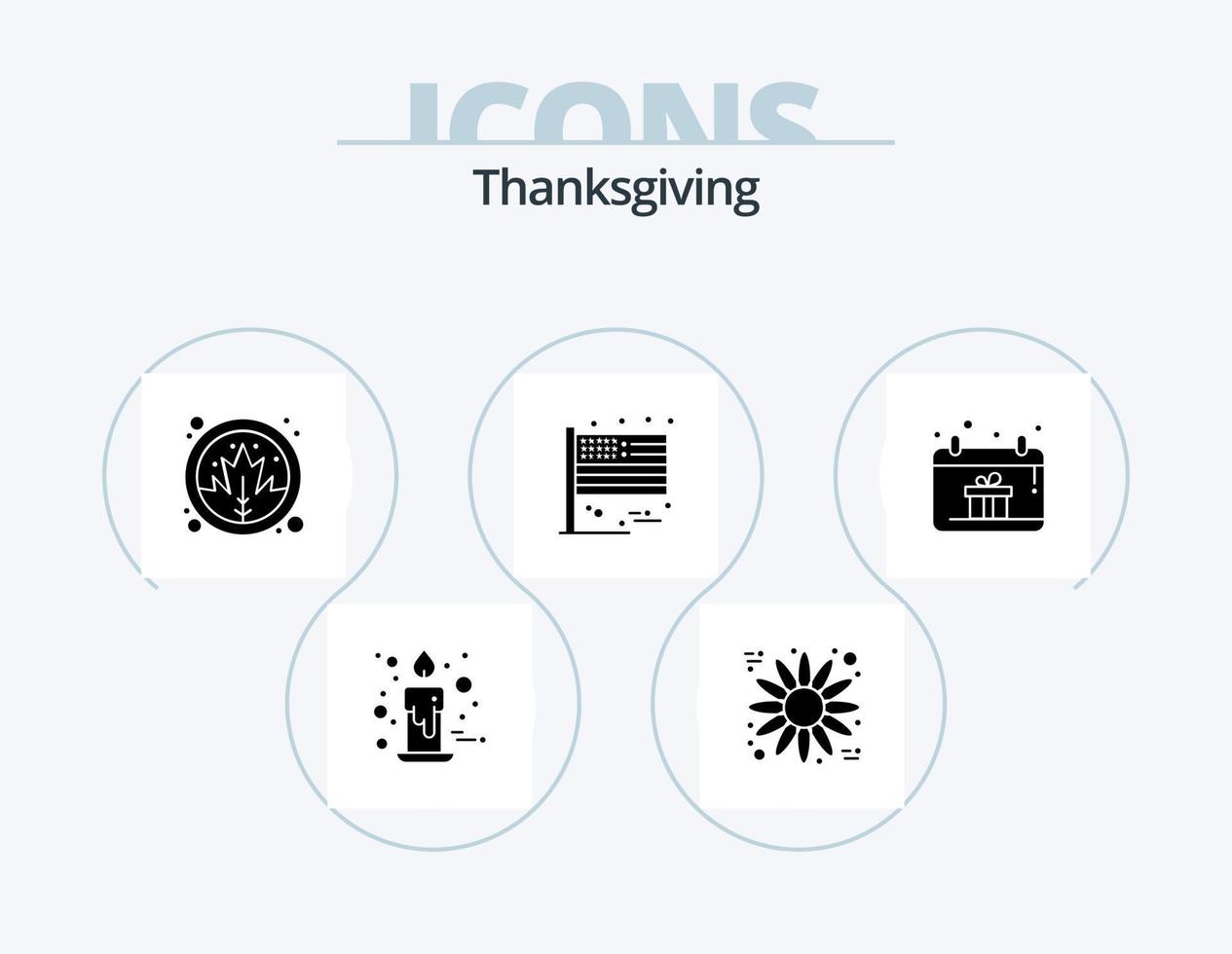 Thanksgiving-Glyphen-Icon-Pack 5 Icon-Design. Geschenkbox. USA. Blatt. das Erntedankfest. amerikanisch vektor