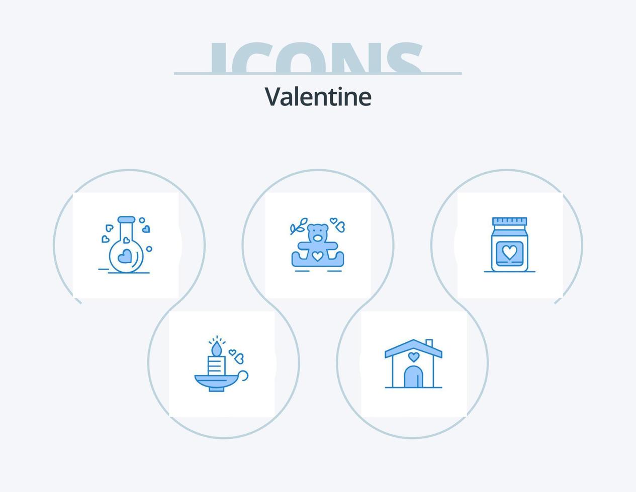 valentine blå ikon packa 5 ikon design. kärlek. bröllop. flaska. kärleksfull. hjärtan vektor