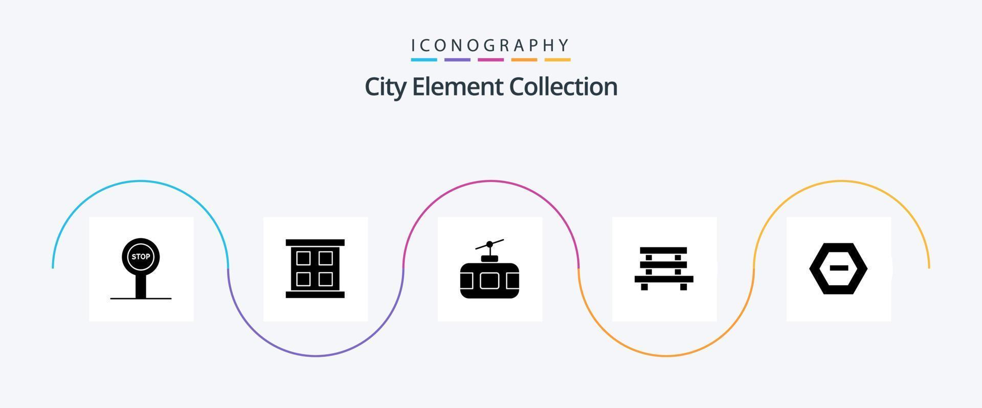 City Element Collection Glyph 5 Icon Pack inklusive Element . Bank . Tourismus vektor