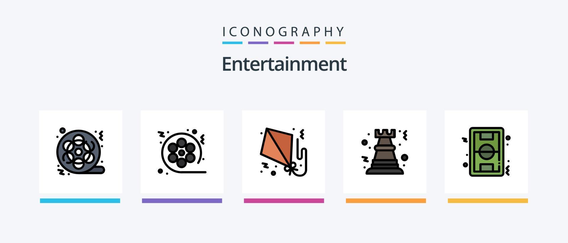 underhållning linje fylld 5 ikon packa Inklusive fest. fyrverkeri. elektricitet. underhållning. skede. kreativ ikoner design vektor