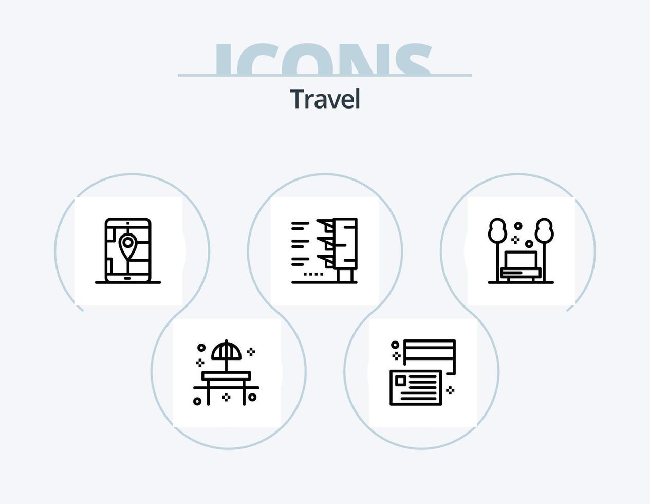 Reiselinie Icon Pack 5 Icon Design. . Glas. reisen. Cocktail. reisen vektor