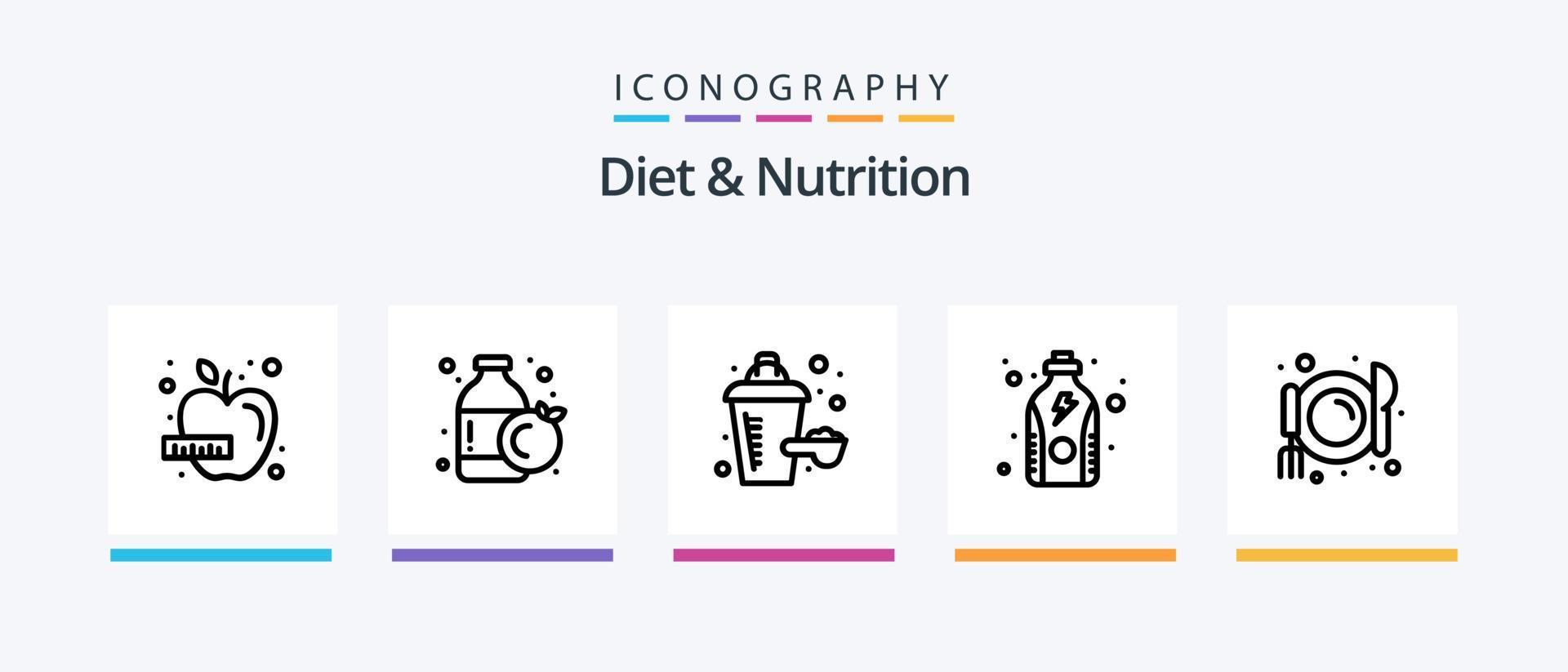 diet och näring linje 5 ikon packa Inklusive låda. Nej. ägg. protein. diet. kreativ ikoner design vektor