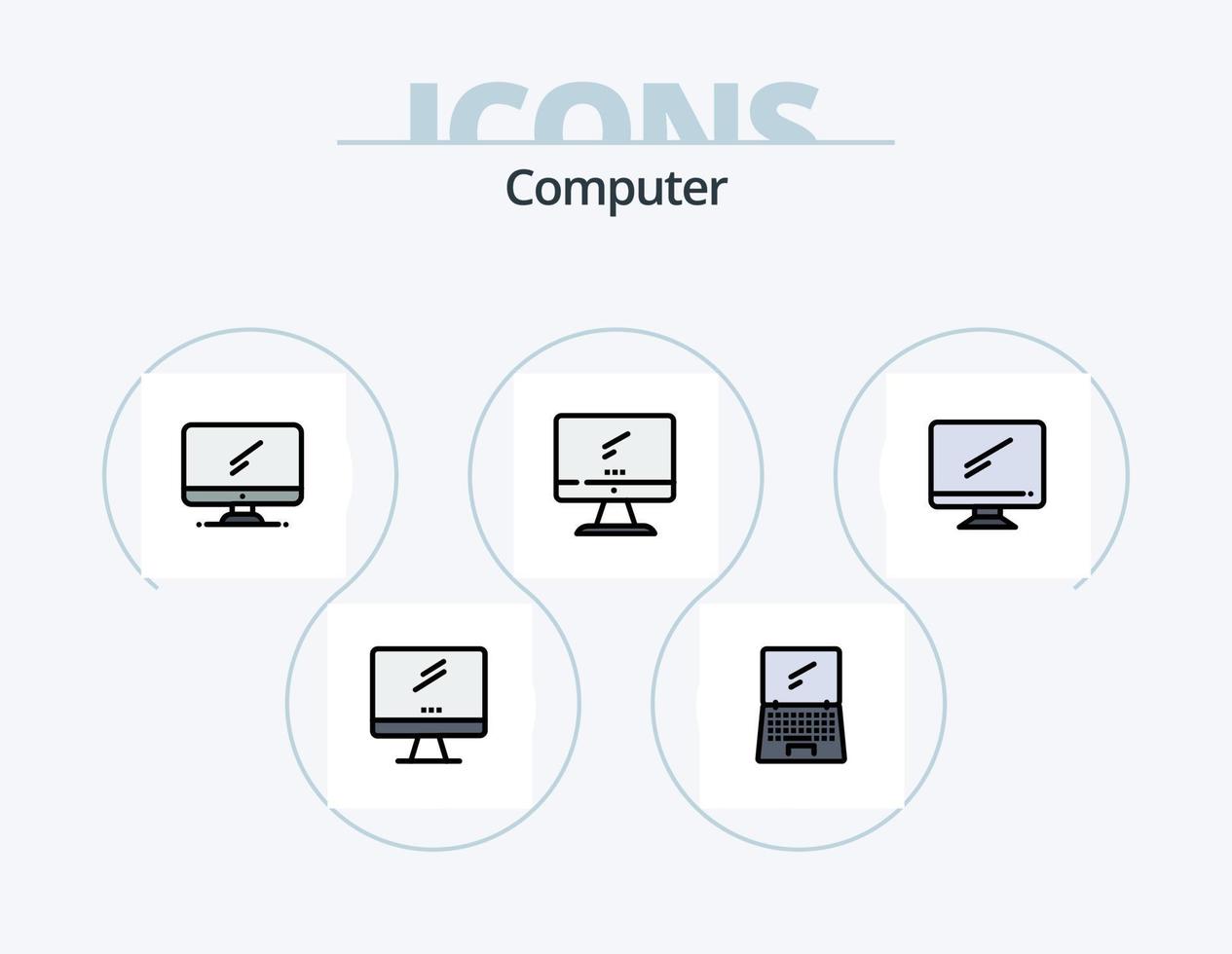 Computerzeile gefüllt Icon Pack 5 Icon Design. . . imac. Stk. Gerät vektor