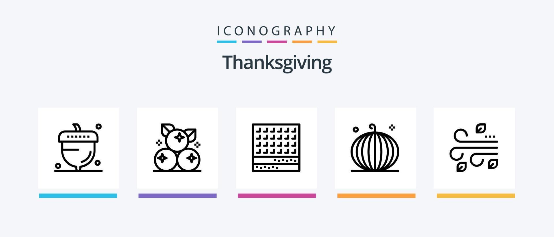 Thanksgiving Line 5 Icon Pack inklusive American Football. Blatt. Winter. Herbst. Essen. kreatives Symboldesign vektor