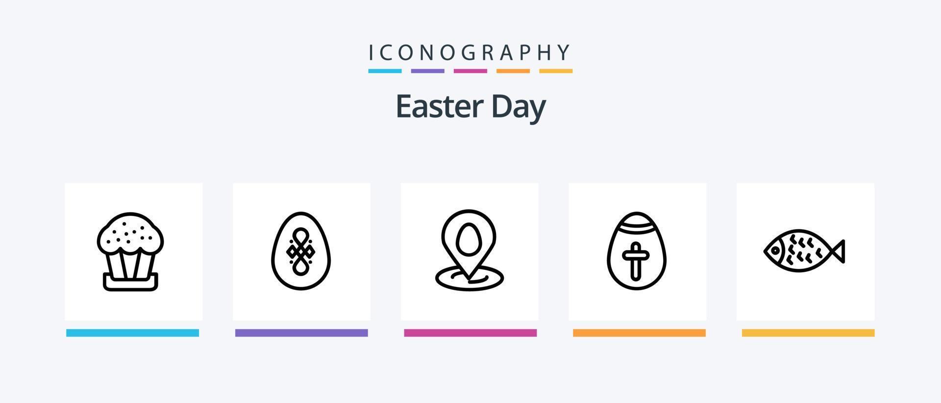 Easter Line 5 Icon Pack inklusive . Tasche. Ostern. Christian. kreatives Symboldesign vektor