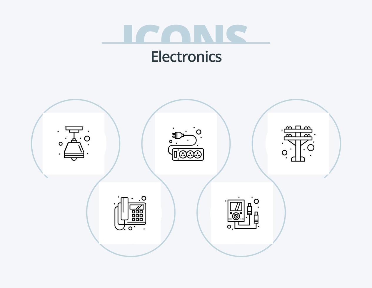 Elektronik-Line-Icon-Pack 5 Icon-Design. . Paket. Linse. Energie. Meter vektor