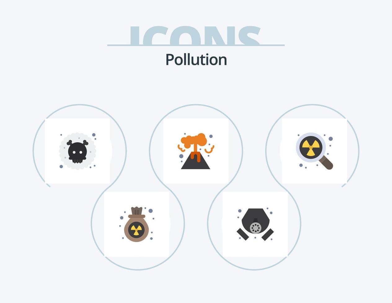 Umweltverschmutzung flach Icon Pack 5 Icon Design. Abfall. nuklear. Gas. Verschmutzung. Energie vektor