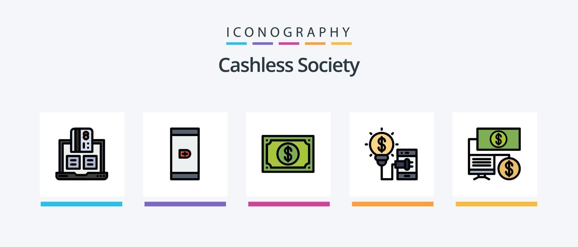 Cashless Society Line gefüllt 5 Icon Pack inklusive Guthaben. Karte. Zahlung. Banken. Zahlung. kreatives Symboldesign vektor