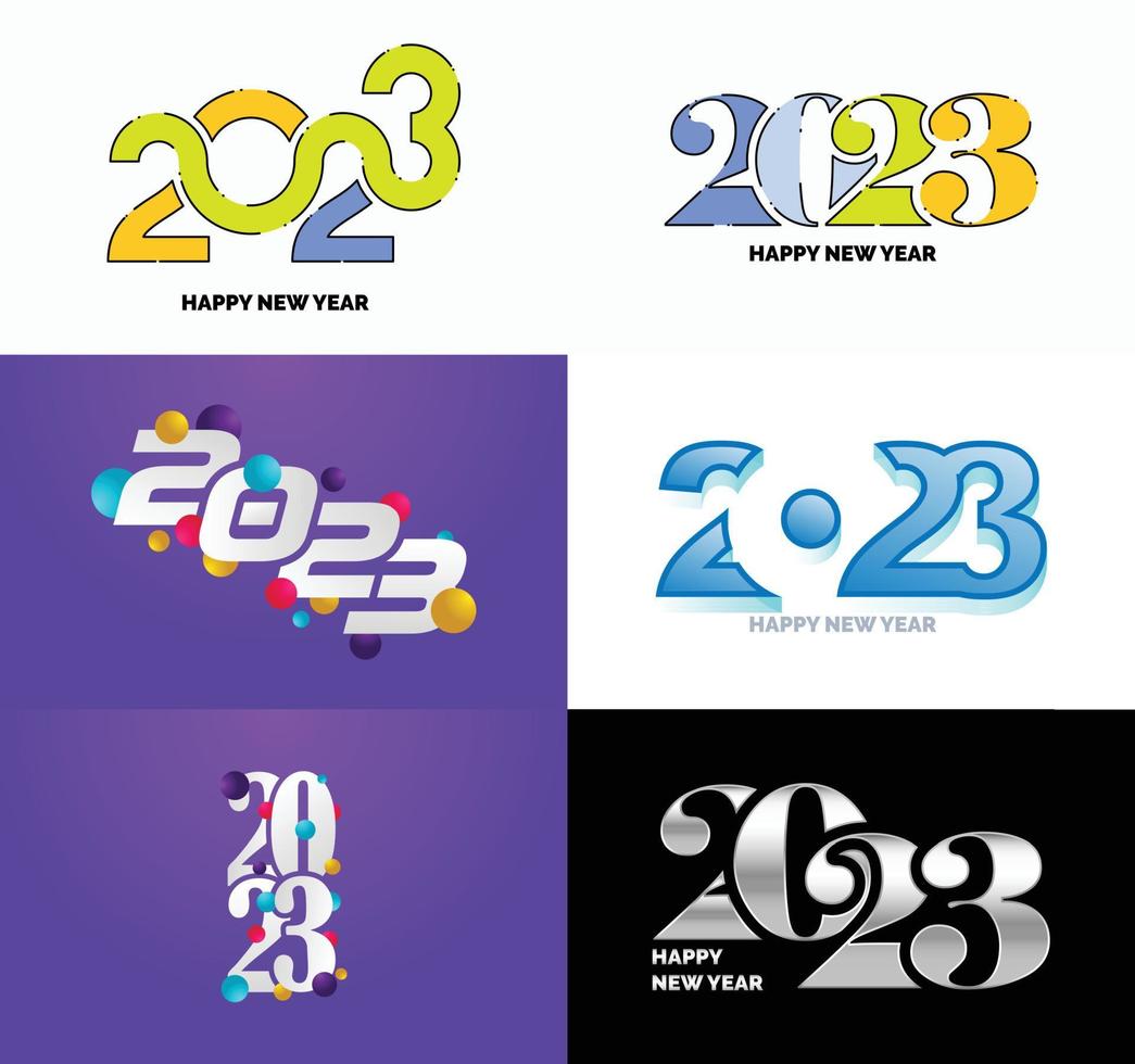 große reihe von 2023 frohes neues jahr logo text design 2023 zahlenentwurfsvorlage vektor