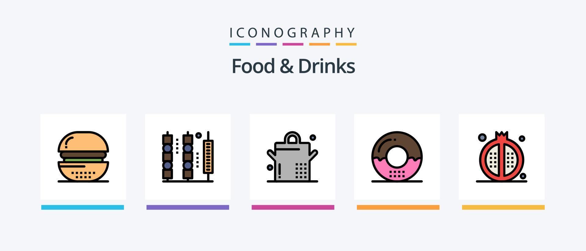 Essens- und Getränkelinie gefüllt 5 Icon Pack inklusive Junk. Weizen. Huhn. Essen. Mahlzeit. kreatives Symboldesign vektor