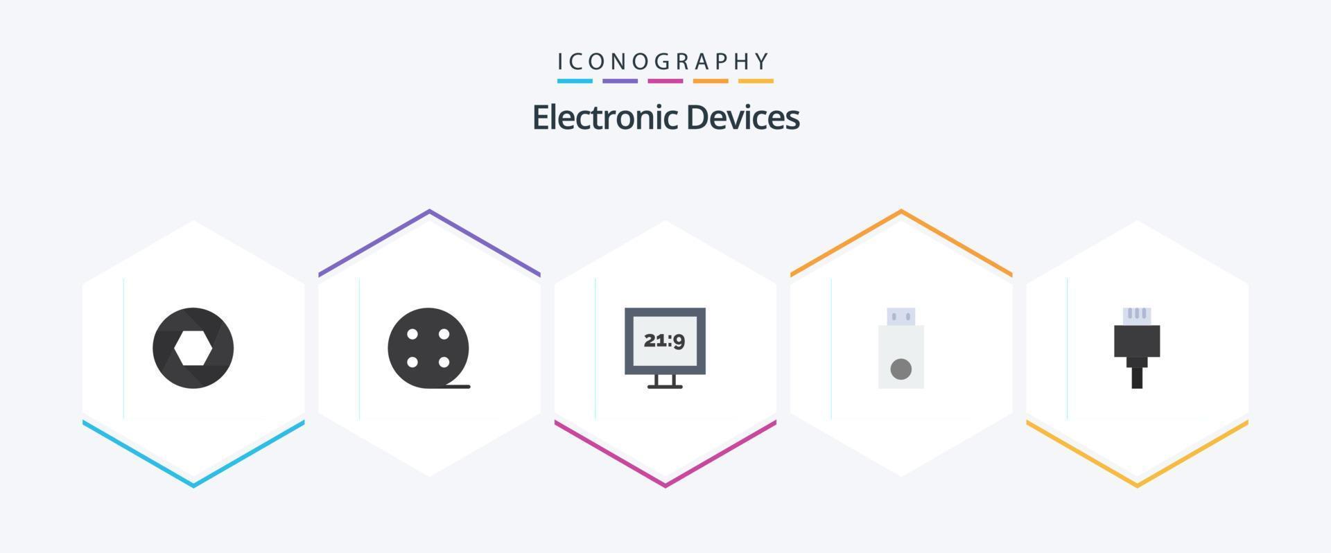 Geräte 25 Flat Icon Pack inklusive Elektronik. Kabel. hd. Technologie. Elektronik vektor