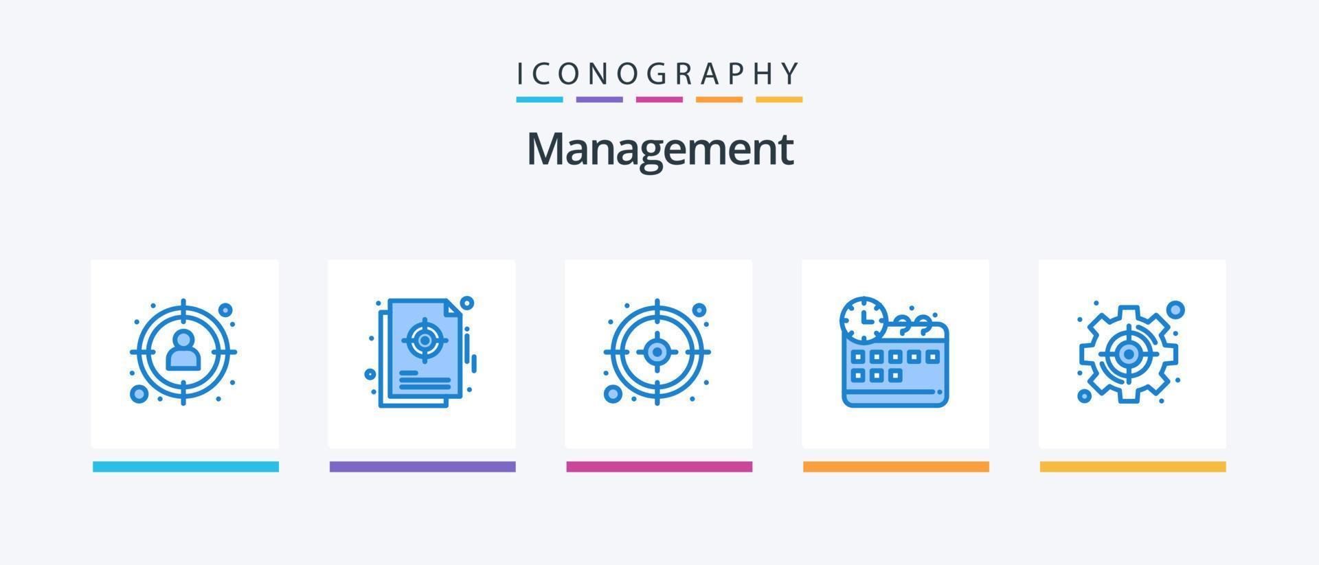 förvaltning blå 5 ikon packa Inklusive förvaltning. tid. strategisk. förvaltning. mål. kreativ ikoner design vektor