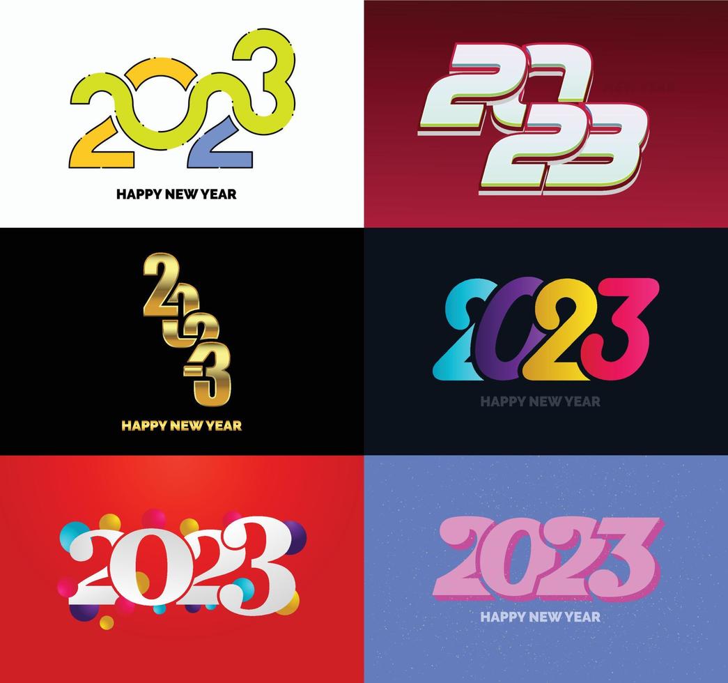 große reihe von 2023 frohes neues jahr logo text design 2023 zahlenentwurfsvorlage vektor