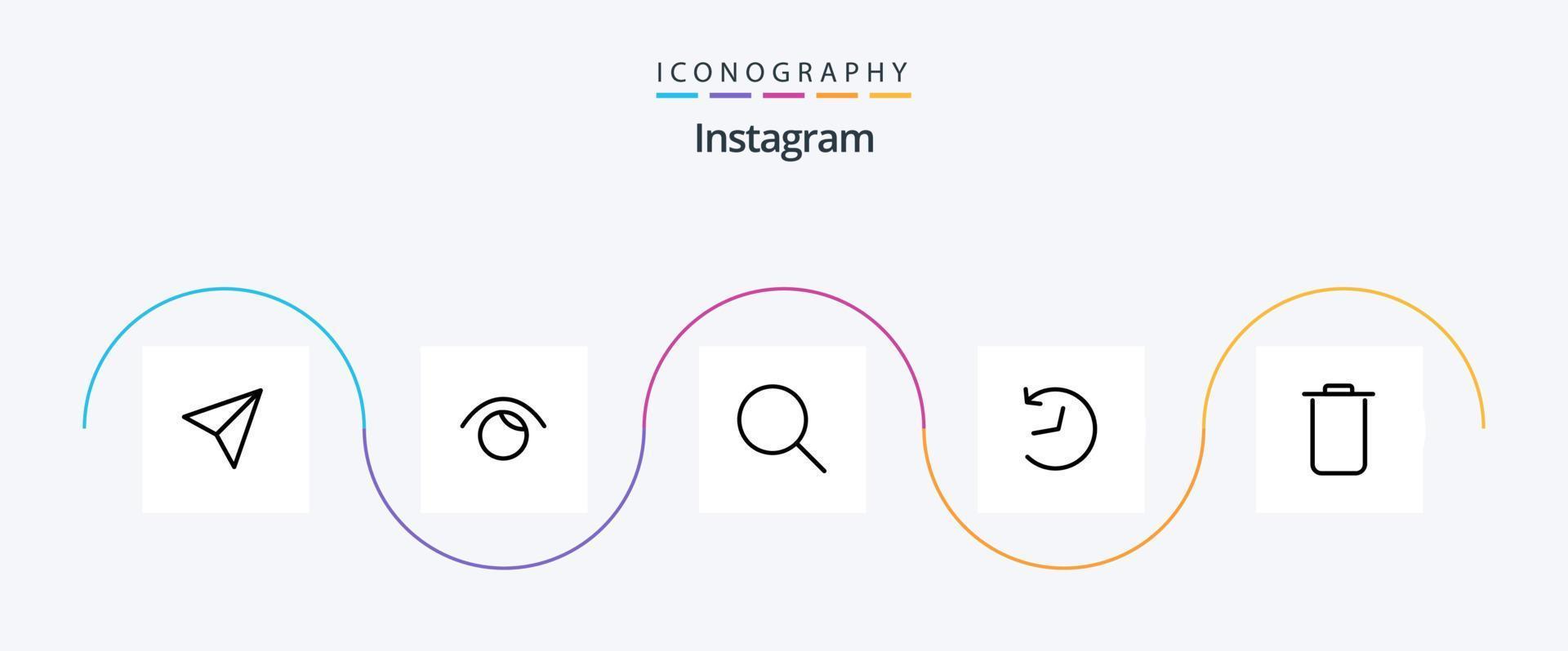 Instagram Line 5 Icon Pack inklusive . Müll. suchen. setzt. Aktualisierung vektor