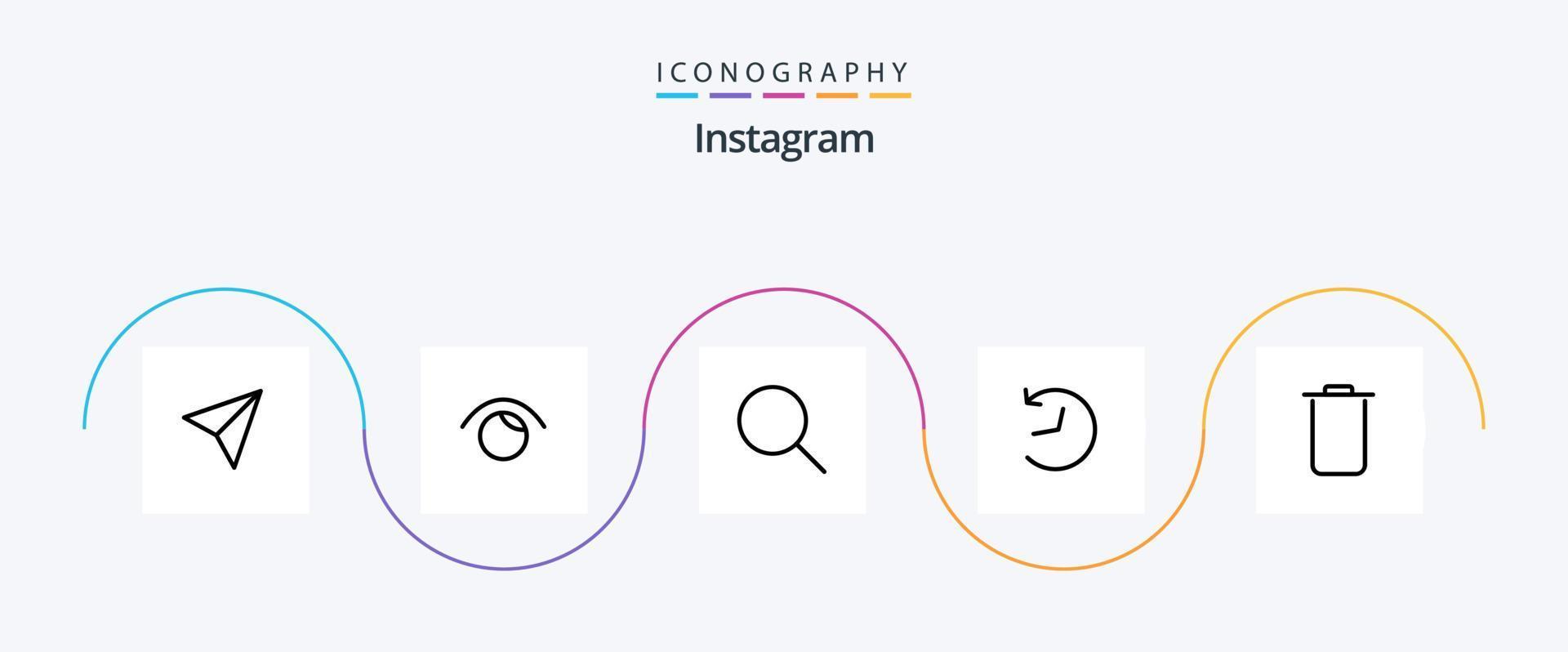 Instagram linje 5 ikon packa Inklusive . skräp. Sök. set. refresh vektor