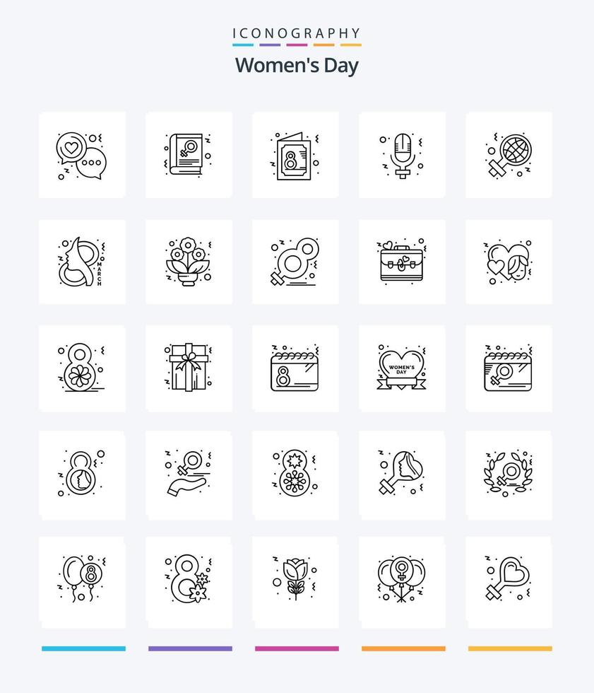 Creative Women's Day 25 Gliederungs-Icon-Pack wie Rekord. Tag. Zeichen. . einladen vektor