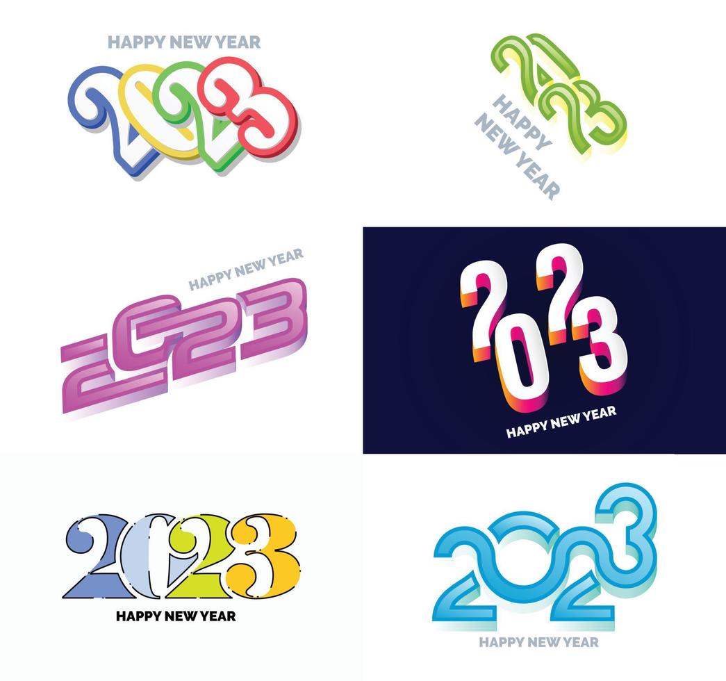 große reihe von 2023 frohes neues jahr logo text design 2023 zahlenentwurfsvorlage vektor