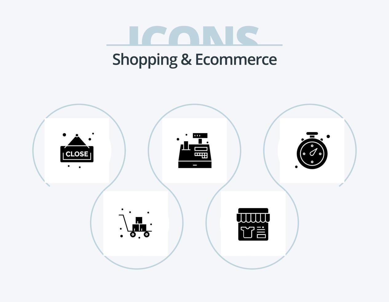 Shopping- und E-Commerce-Glyphen-Icon-Pack 5-Icon-Design. Navigation. Einkaufen. speichern. registrieren. Kasse vektor