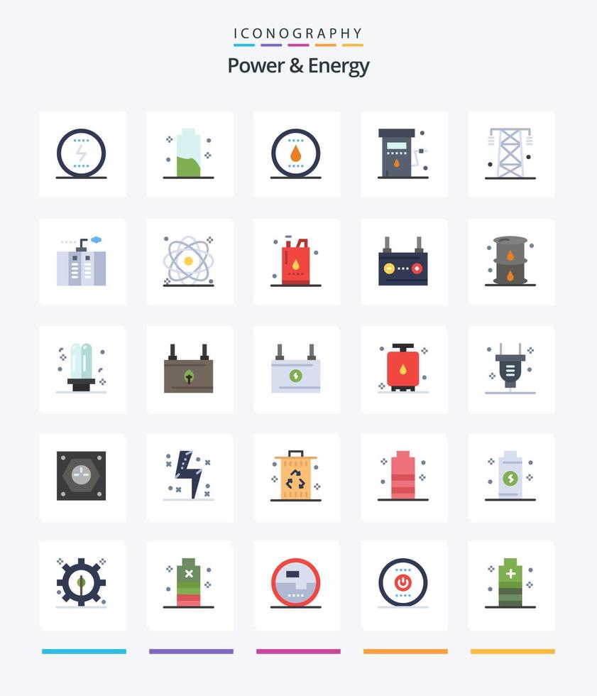 kreative Kraft und Energie 25 flache Icon-Packs wie Macht. Gas. Energie. Energie. Leistung vektor