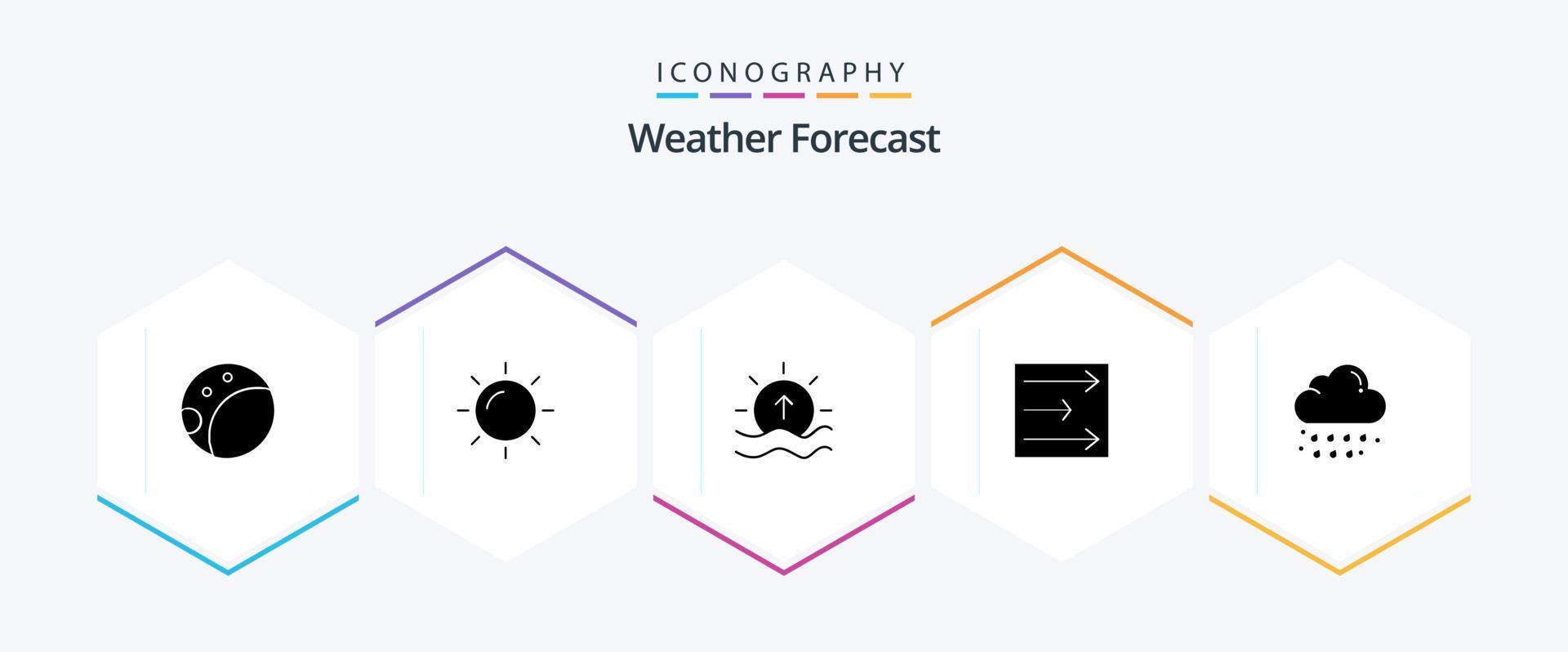 Wetter-Symbolpaket mit 25 Glyphen, einschließlich . Regen. scheinen. tropfen. Wind vektor