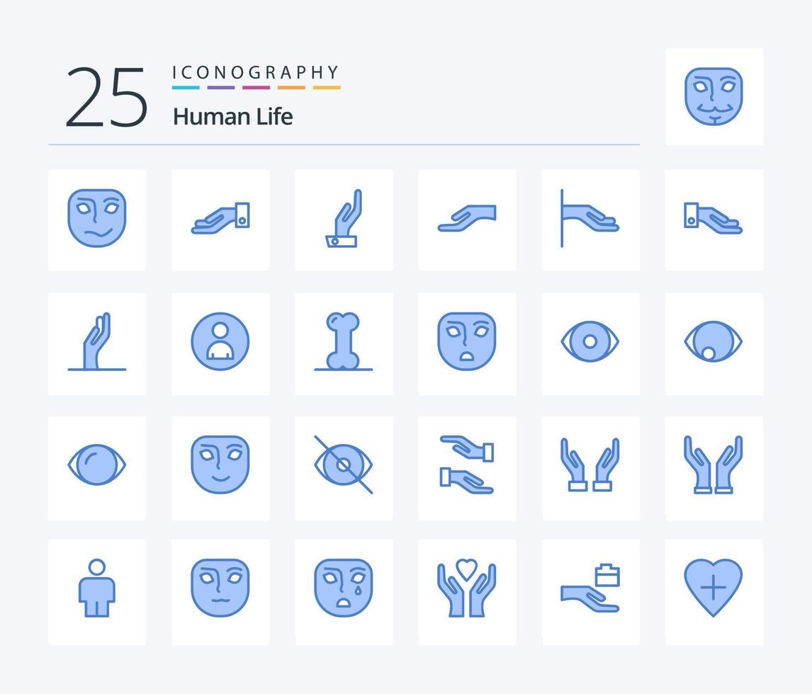 mänsklig 25 blå Färg ikon packa Inklusive ansikte. arg. marknadsföring. fogar. hälsa vektor