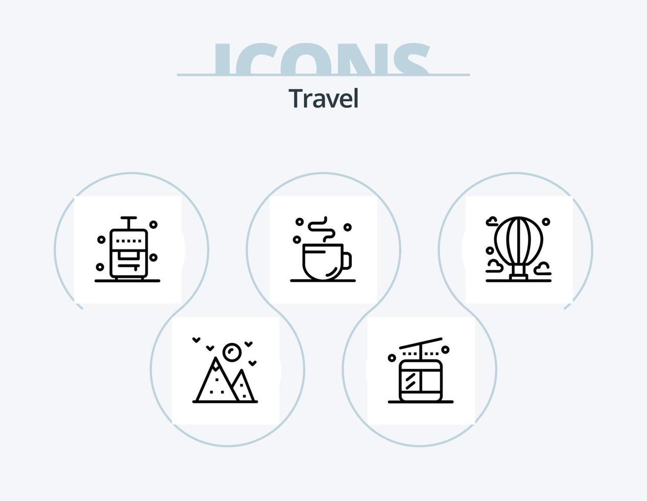 Reiselinie Icon Pack 5 Icon Design. Weg. Schild. Urlaub. Karte. Berg vektor