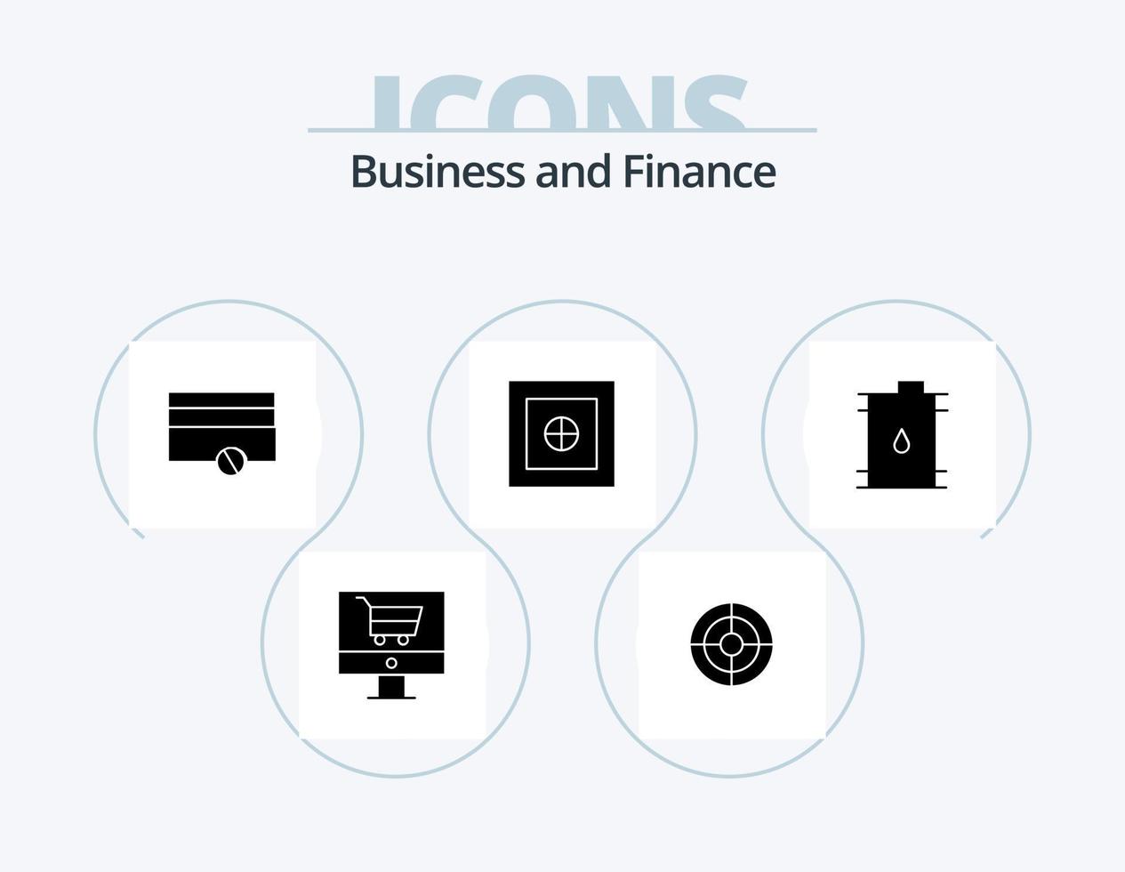 finansiera glyf ikon packa 5 ikon design. olja. företag. finansiera. tunna. pengar vektor