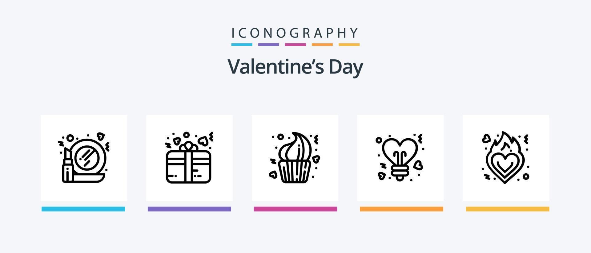 valentines dag linje 5 ikon packa Inklusive hjärtan. bröllop. hjärta. kärlek. portfölj. kreativ ikoner design vektor