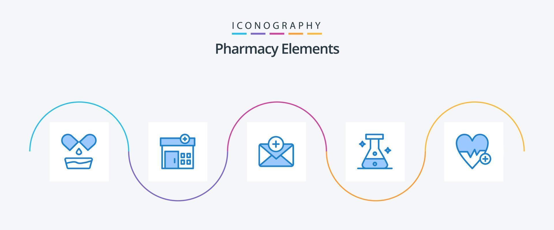 apotek element blå 5 ikon packa Inklusive . plus. post. slå. medicinsk vektor