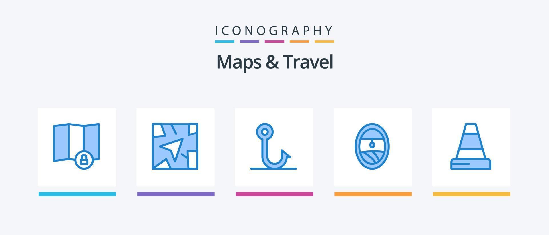 Kartor och resa blå 5 ikon packa Inklusive . krok. trafik. kon. kreativ ikoner design vektor