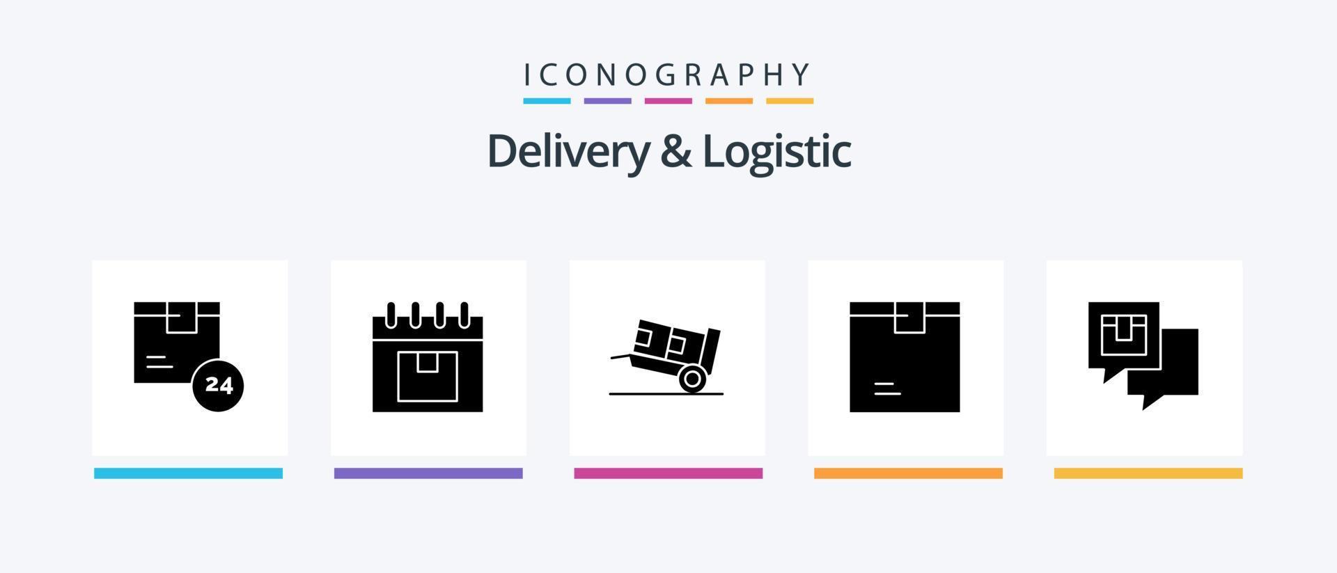 Lieferung und Logistik Glyph 5 Icon Pack inklusive Waren. Kasten. Planung. Logistik. kreatives Symboldesign vektor