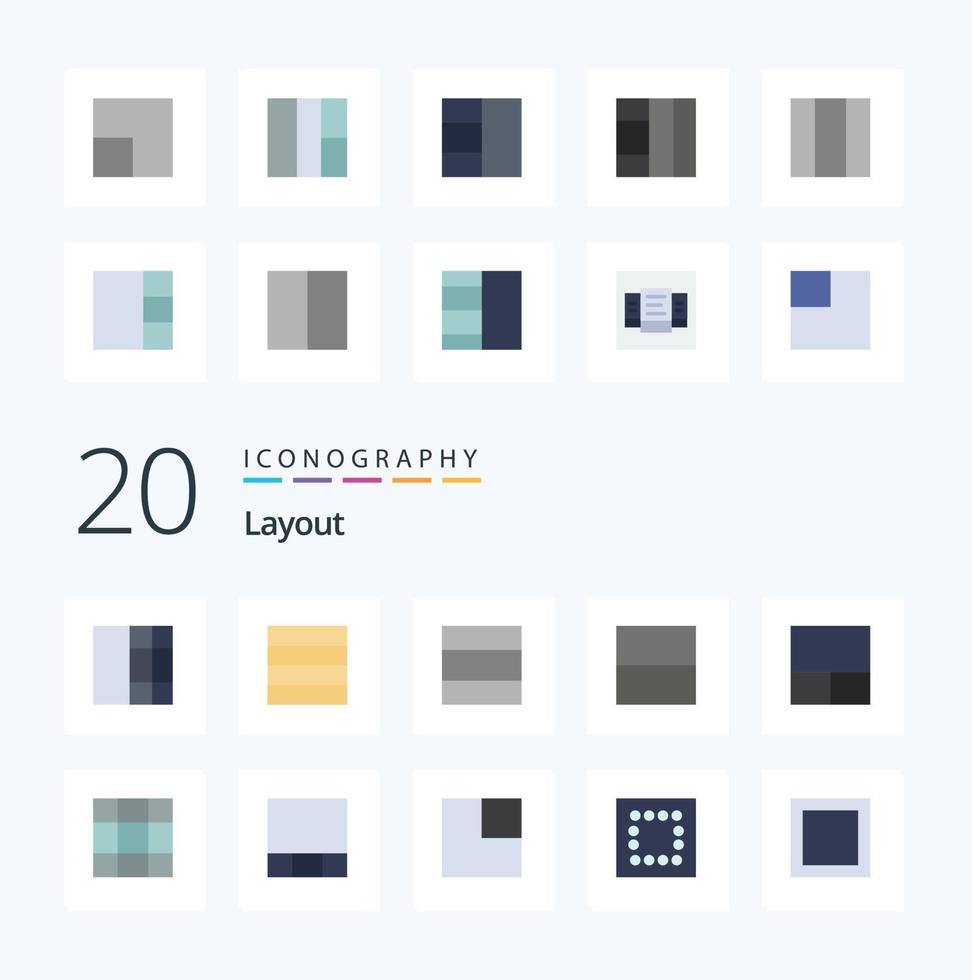 20-Layout-Flat-Color-Icon-Pack wie Maßstabstabellenansicht Preismaximierung vektor