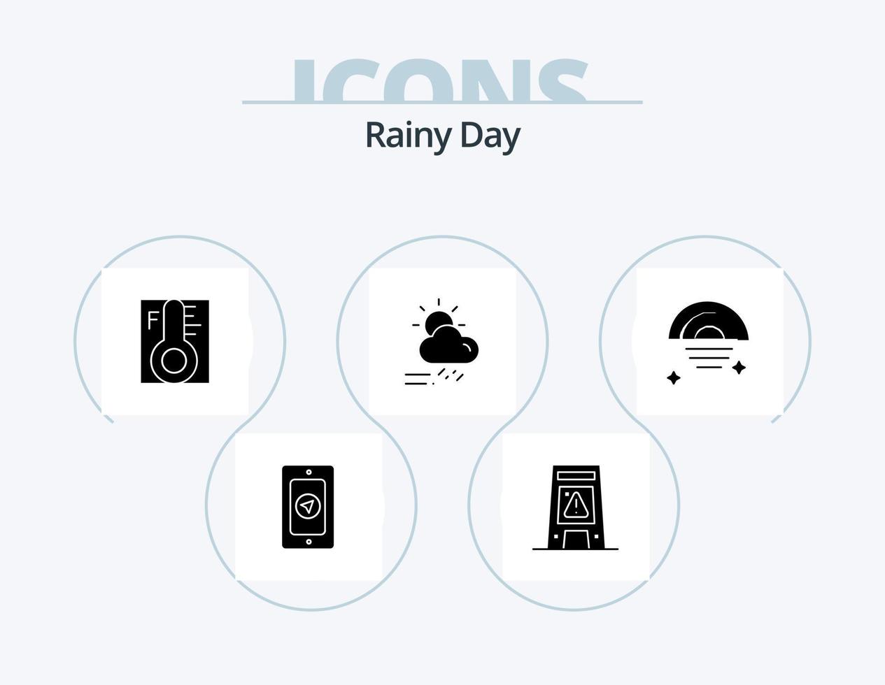 regnerisches Glyphen-Icon-Pack 5-Icon-Design. Wetter. regnerisch. Wolke. Tag. Temperatur vektor