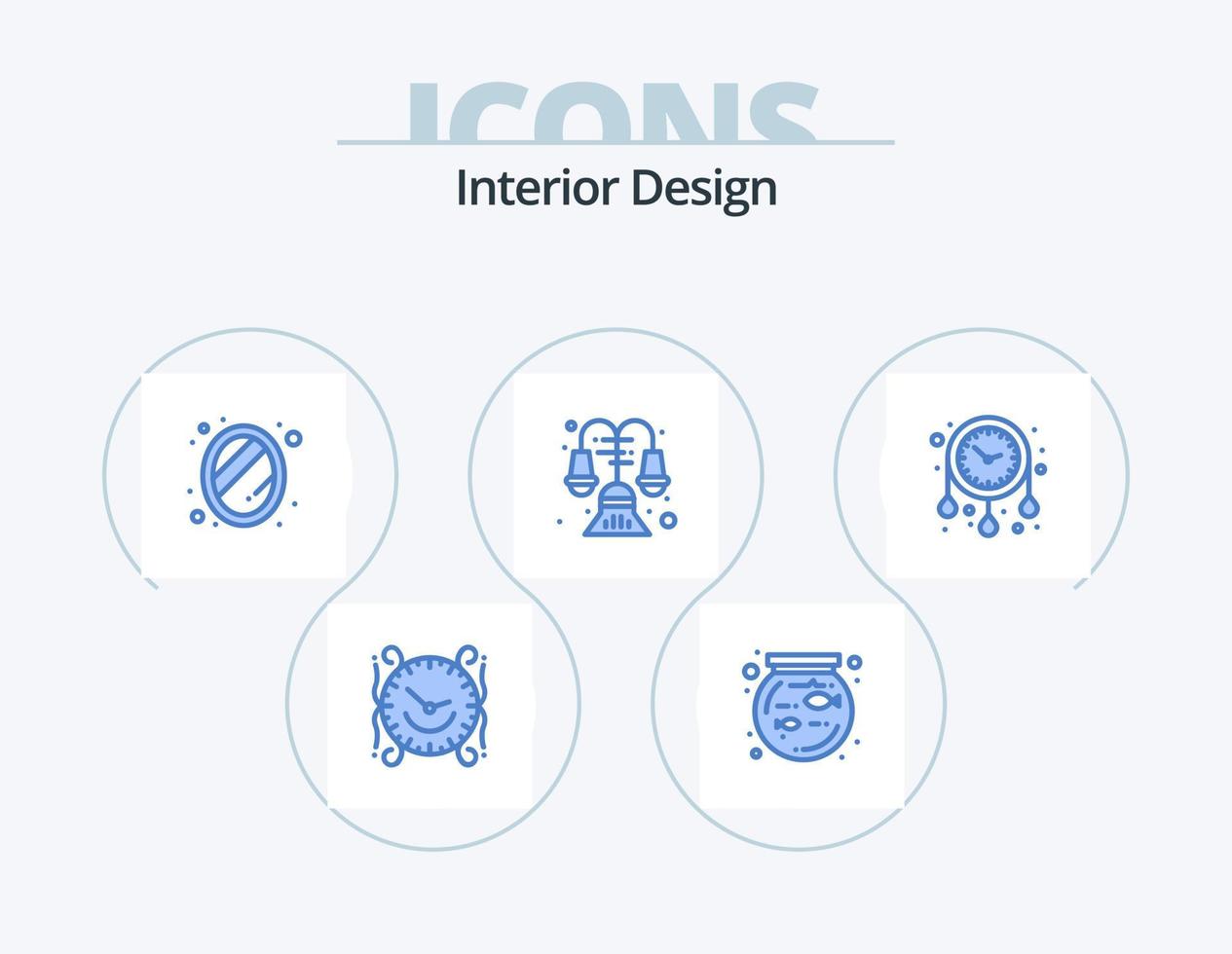 interiör design blå ikon packa 5 ikon design. tid. lampa. interiör. interiör. dekorera vektor
