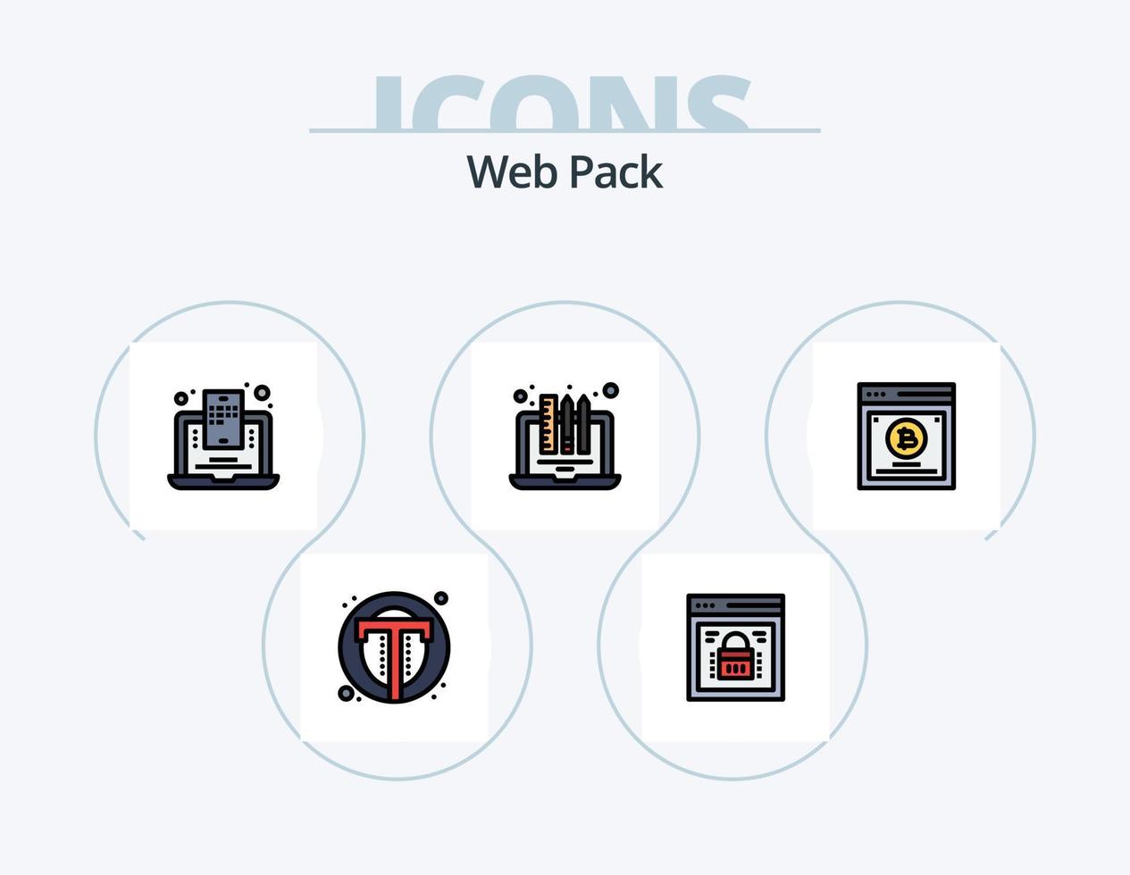 Web Pack Zeile gefüllt Icon Pack 5 Icon Design. Webseite machen. Web-Blogging. Geschäft. bloggen. Blog mobil vektor