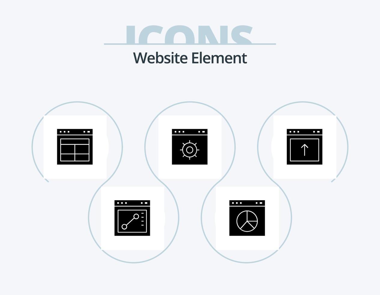 Website-Element-Glyphen-Icon-Pack 5-Icon-Design. Browser. Webseite. Schnittstelle. Website. Browser vektor