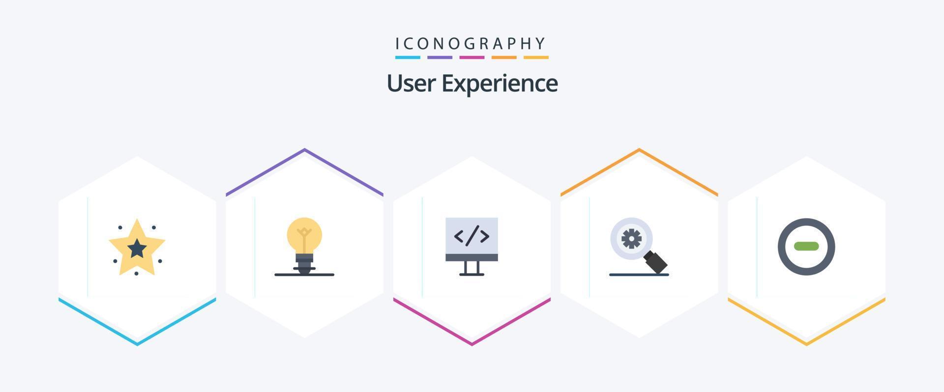 Benutzererfahrung 25 flaches Symbolpaket einschließlich . entfernen. Entwicklung. Minus. Einstellung vektor