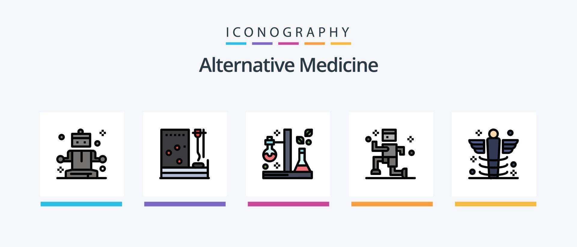 Alternative Medizinlinie gefüllt 5 Icon Pack inklusive Laufen. Übung. Medizin. Erholung. Krankenhaus. kreatives Symboldesign vektor