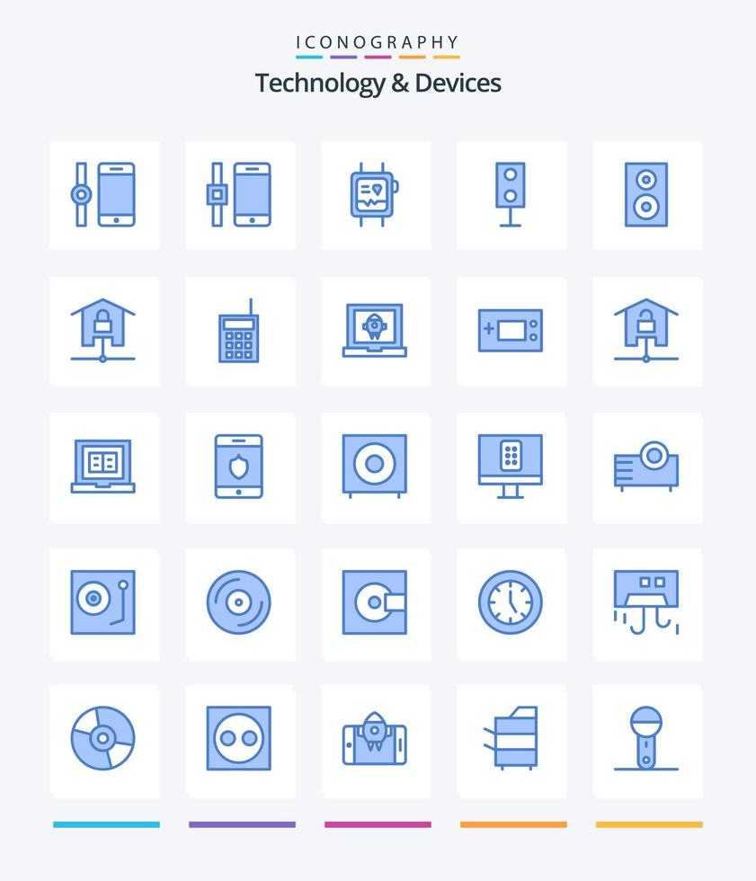 Creative Devices 25 Blue Icon Pack wie Geräte. gesperrt. Elektronik. Bausatz. Geräte vektor