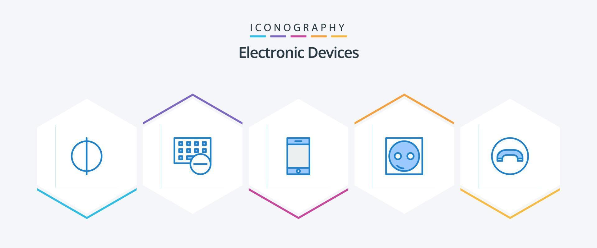 Geräte 25 Blue Icon Pack inklusive Mobilteil. Hardware. Gerät. Ausrüstung. elektrisch vektor