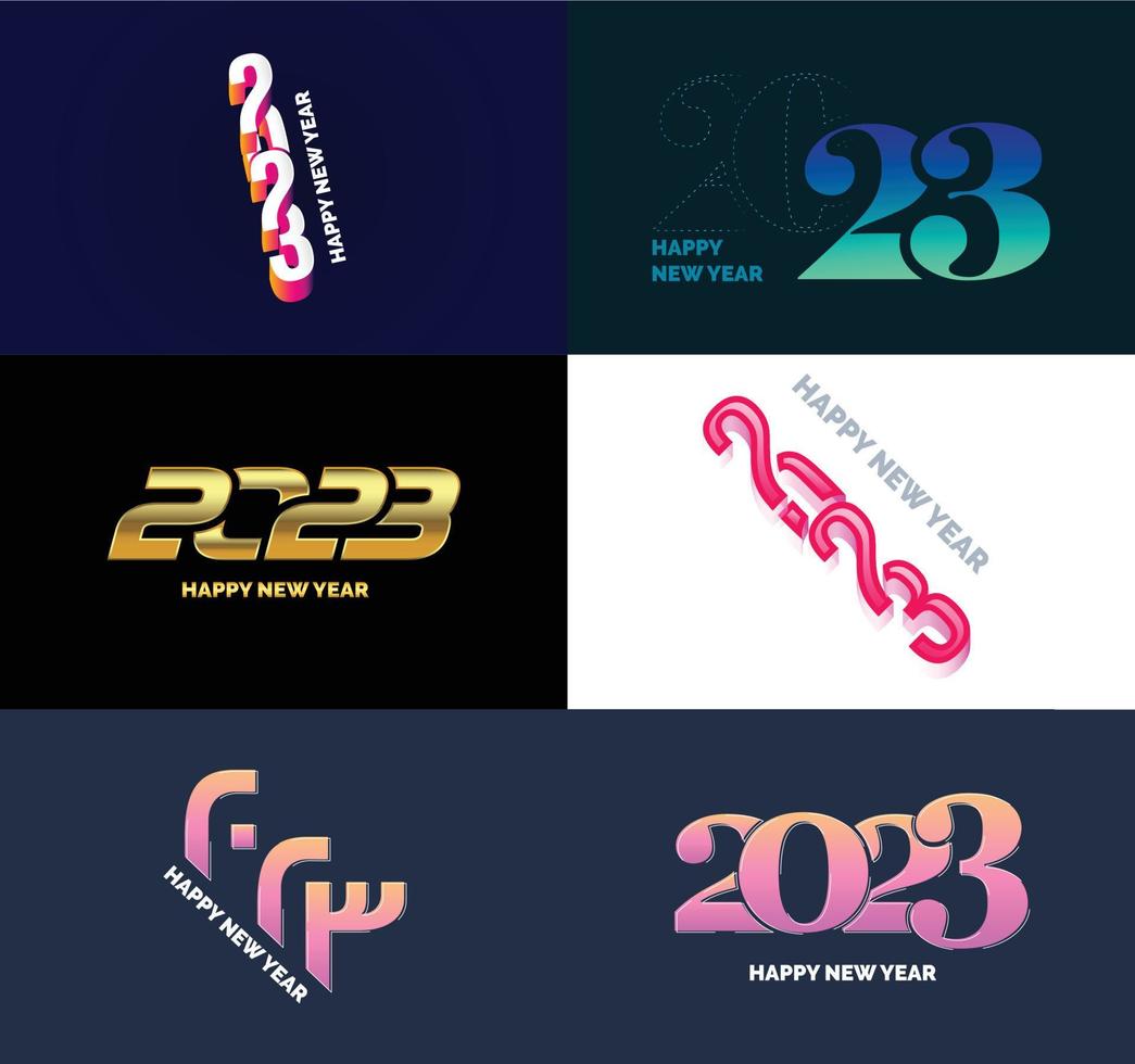 große reihe von 2023 frohes neues jahr logo text design 2023 zahlenentwurfsvorlage vektor