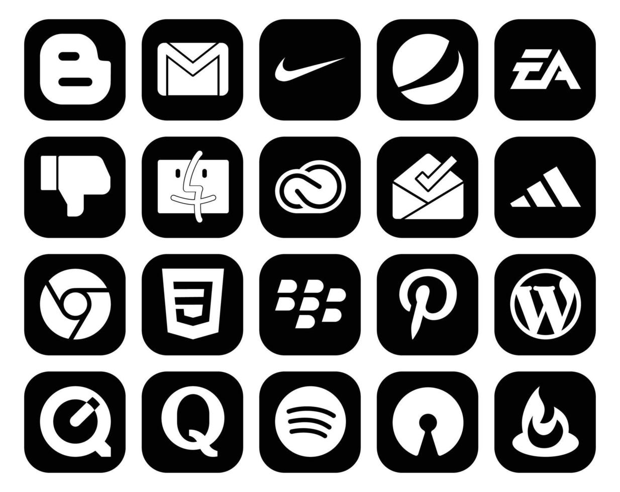 20 Social Media Icon Pack inklusive CSS adidas Sports Inbox cc vektor