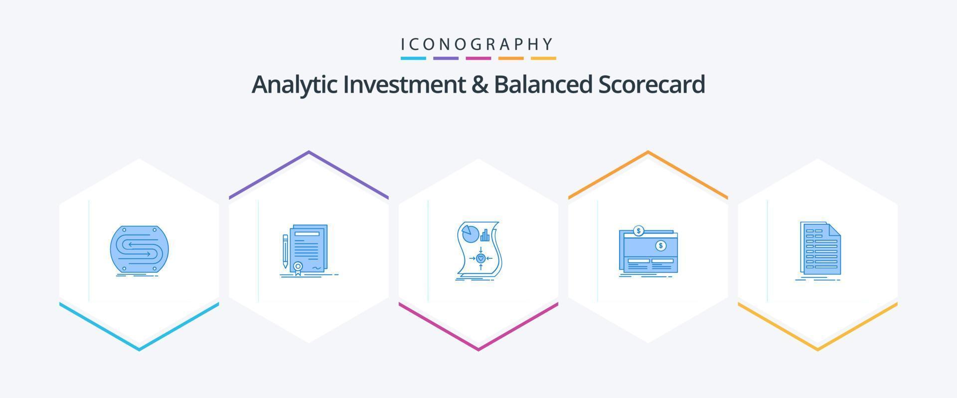 Analytische Investition und Balanced Scorecard 25 blaues Icon Pack inklusive Fundraising. Crowdfunding. Grad. ansprechbar. Beziehung vektor